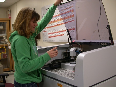 Brenda Bowen w/water sample